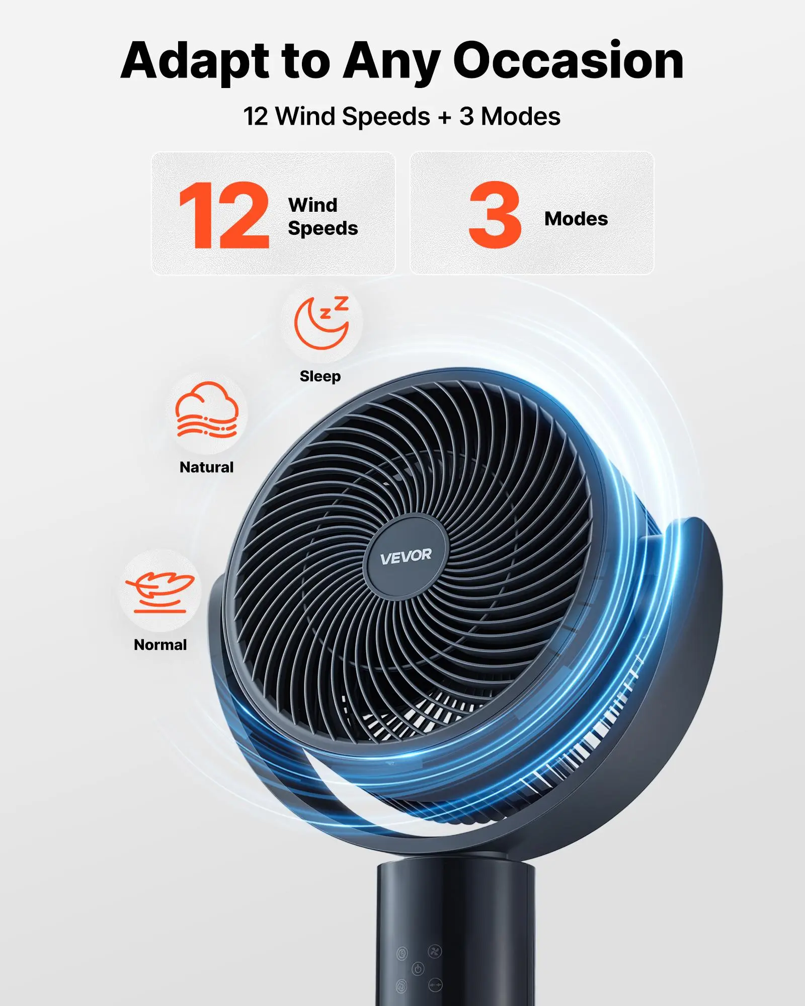 VEVOR 7-Inch Pedestal Fan, Summervibes,Summervibes, Oscillating ...