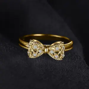 European and American three-dimensional butterfly gold ring with micro-inlaid zirconia fashion accessory