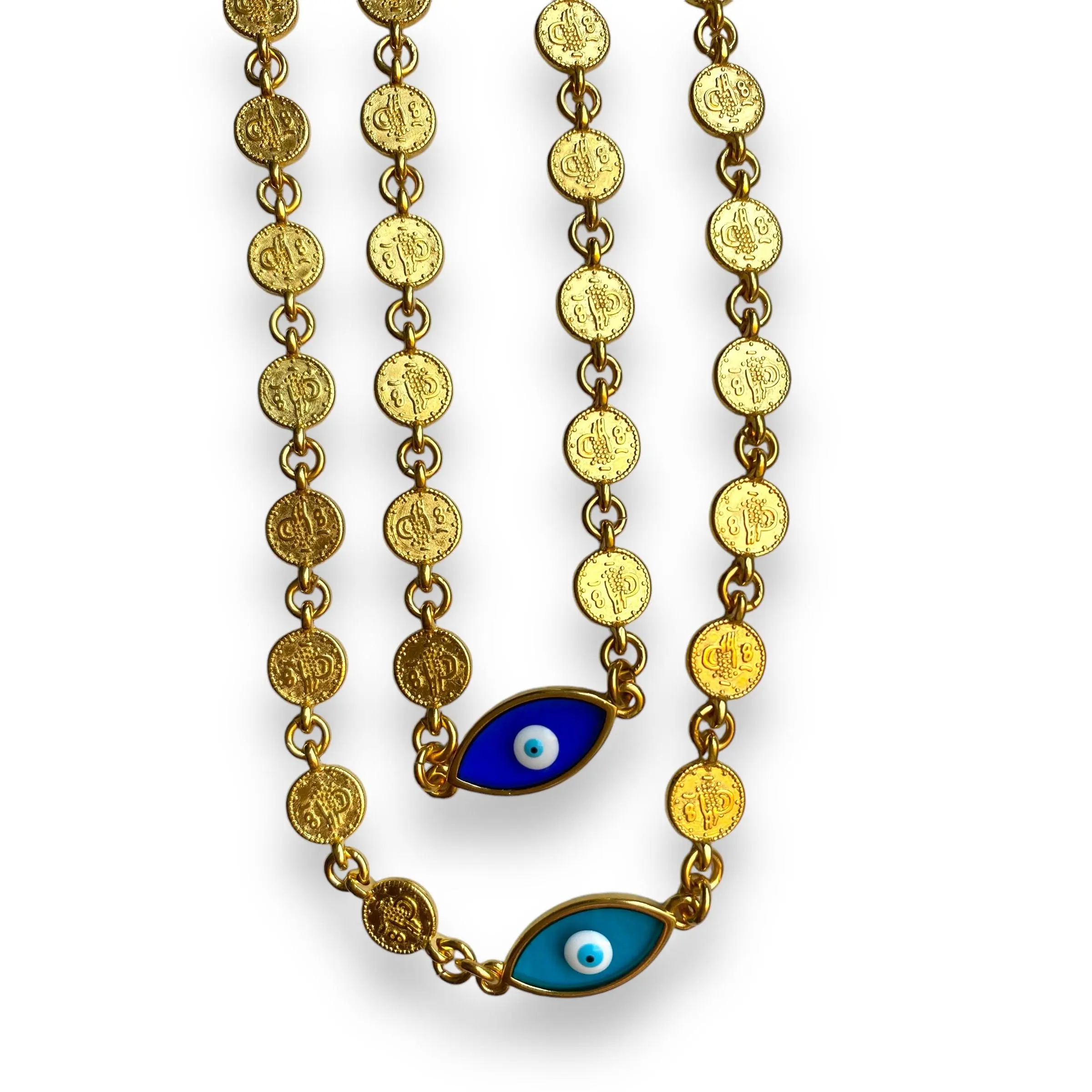 Cleopatra, Evil Eye Gold Necklace