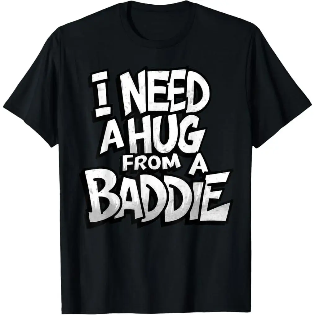 Unisex 'I Need A Hug' Graphic T-Shirt, Casual Oversized Relaxed Cut in 100% Cotton with a Breathable Round Neck, Heat Transfer, Breathable Fabric, S, M, Unisex Look