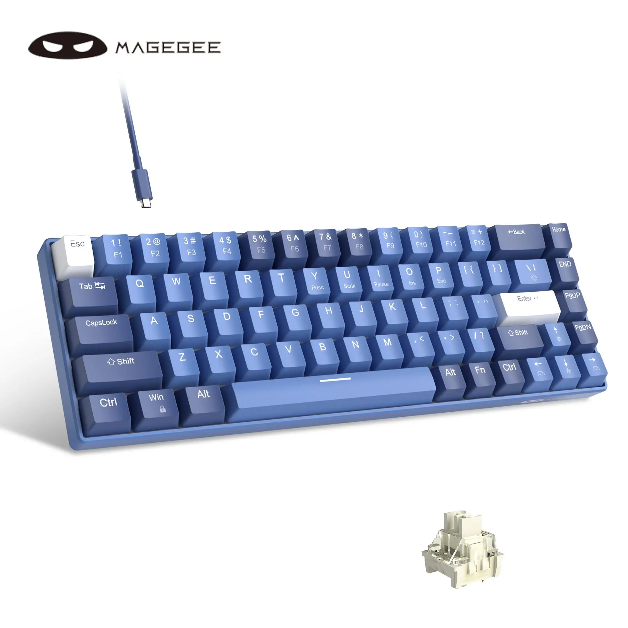 MageGee MK-BOX 60% RGB Wired Mechanical Keyboard, Hot-swappable with Customized Switches Creamy Keyboard, Small Compact 68 Keys Mechanical Keyboard, D