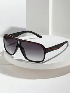 Men's Vintage PC Plastic Frame Classic Pilot Fashion Punk Influence Glasses Decorative Lens with Line Decor, Outdoor Sports Cycling Eyewear, Includes Strap Gift Packaging Plastic Punk Style Sunglasses