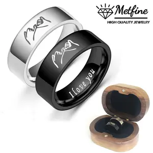 Couple Matching Rings for Women Wen Hand in Hand I Love You Engraved Engagement Wedding Bands Jewelry Gift for Her & Him
