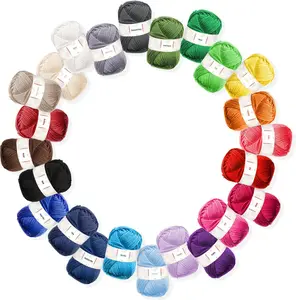 Acrylic Yarn Skeins 24 x 50g - 2400 Yards - Yarn for Crocheting - Soft Crochet Yarn for Knitting and Crafts - Multicolored Crochet Craft Yarn for Adults and Kids - 24 Pack