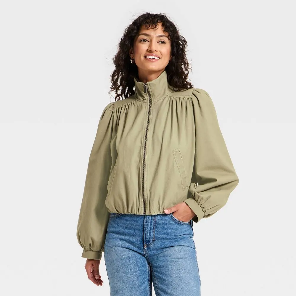 Women's Cropped Femme Twill Bomber Jacket - Universal