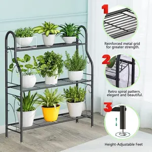Plant Stand Indoor Outdoor Plant Stands 3 Tier Metal Corner Plant Shelf Multiple Holder for Living Room Balcony Garden ,Bronze Organiser Racks