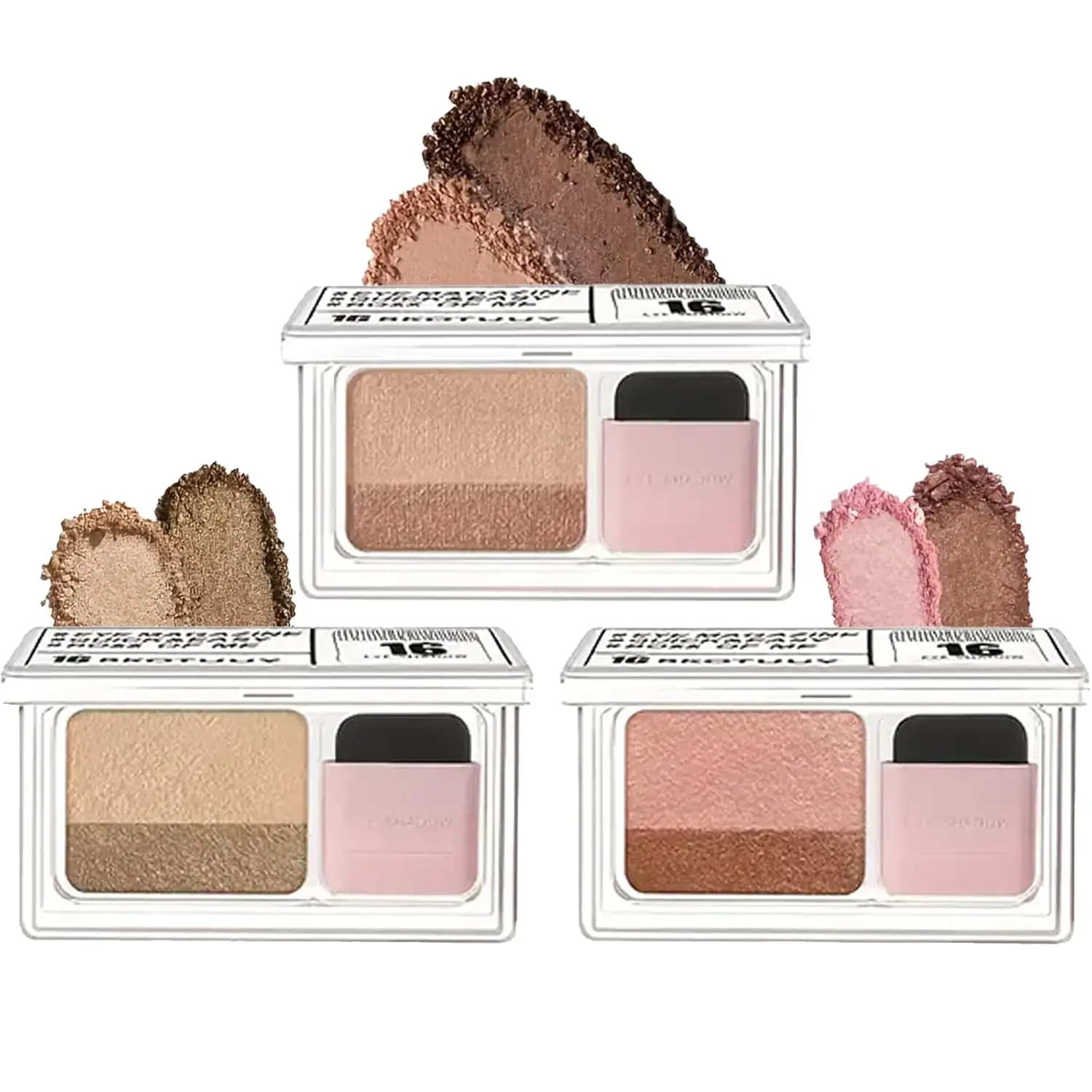 Waterproof Eyeshadow Palette 3 Sets with Brushes | Dual-Color Matte & Shimmer Glitter | Long-Lasting Powder Formula | Easy Lazy Makeup for Beginners | All-Day Eye Makeup Beauty Supplie