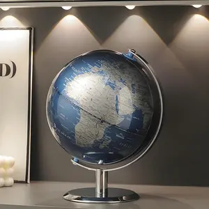 World Globe with Stainless steel Stand, 8inch Modern Desktop Earth Globe For Educational Home Office Desk Bookshelf Decor, Cool Tech Gift for Men Father Boys Adults & Kids