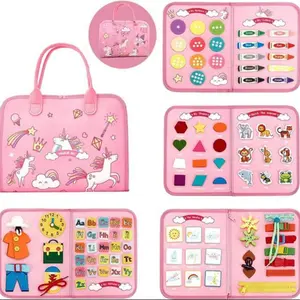 Montessori Busy Board, 1 Set Unicorn Pattern Busy Board Toy, Early Education & Smart Toy for Boys & Girls, Birthday Gift