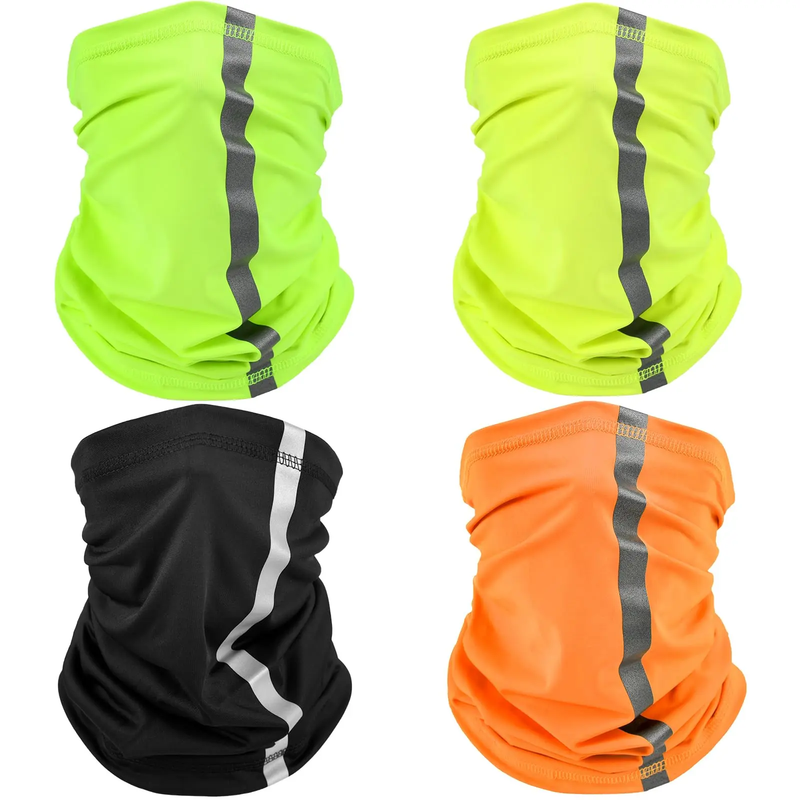 4 Reflective Neck Gaiter Face Cover Mask Scarf  Uv Sun Protection Neon Bandana Hi Vis Balaclava For Men Women
