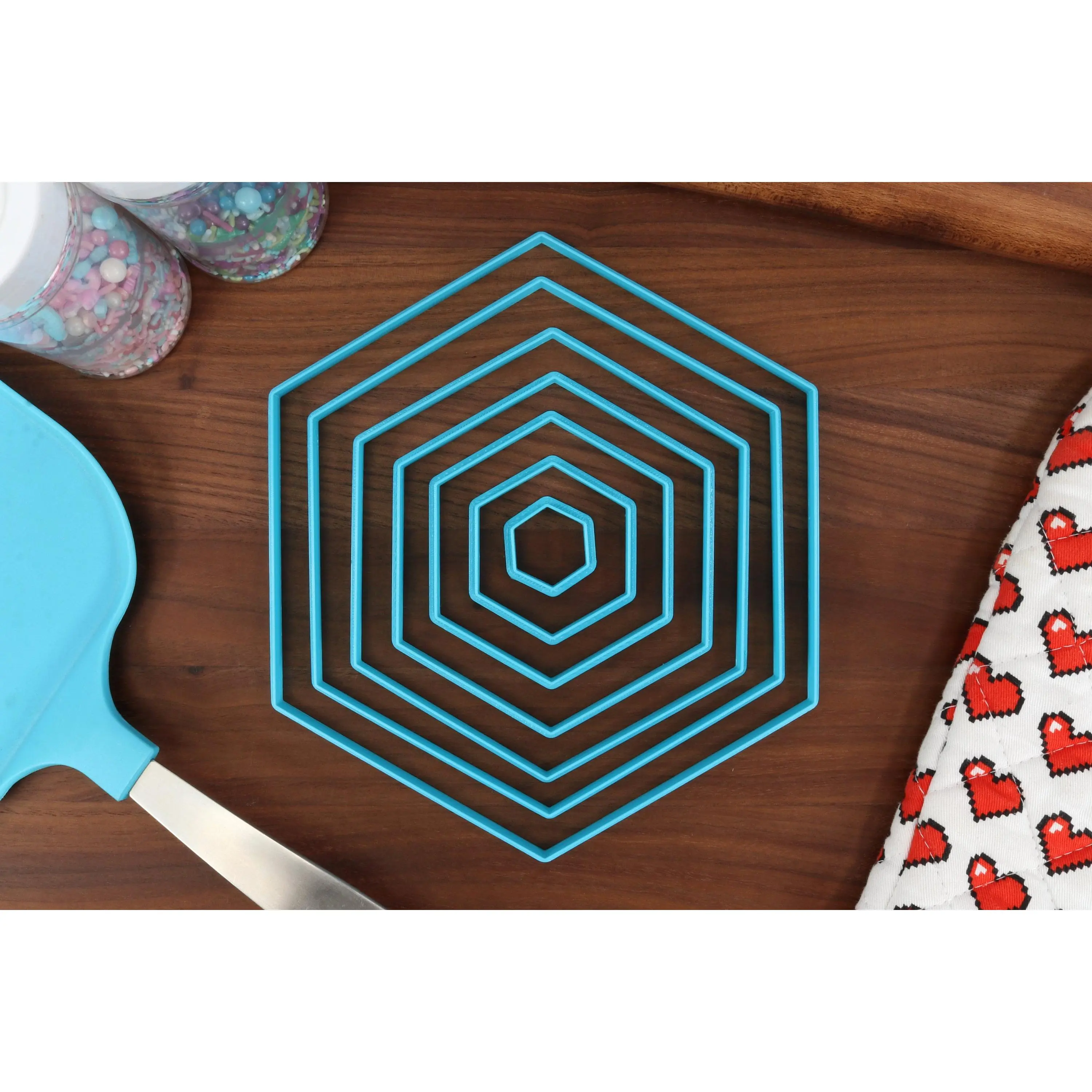 XL Hexagon Cookie Cutters - 8in through 1in Concentric Cutters