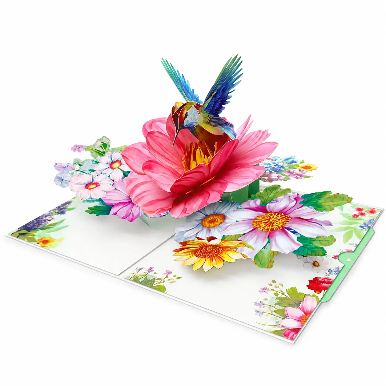 3D Hummingbird Flower Pop-Up Greeting Card, Floral Surprise Card with Envelope & Message Card, Birthday, Mother’s Day, Thank You, Get Well Gift Card