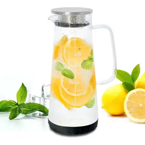 One-Touch Tea Maker, 2-in-1 Teapot and Kettle with Stainless Steel Filter Lid for Loose Tea – Glass Teapot (1.2Liter / 40Oz) - BPA-Free for Cold Brew Tea, Juice