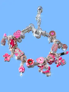 Cute Princess Style Friendship Bracelet, DIY Beaded Charm Bracelet, Floral Gift, Donut Charms, Fashionable Girl's Bracelet