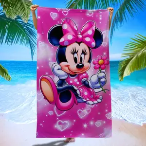 Minnie Fresh Wind Beach Towel, Skin-Friendly Quick-Dry Absorbent Towel, Summer Vacation Swimming Essential, Digital Print Cartoon Design