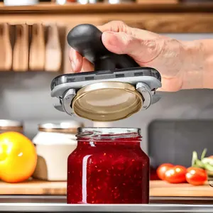 Multifunctional Can Opener Black, One-Button Press Jar Opener for Sealed Lids, Stainless Steel Fruit Can Opener for Home Kitchen – For Women Men Easy Use