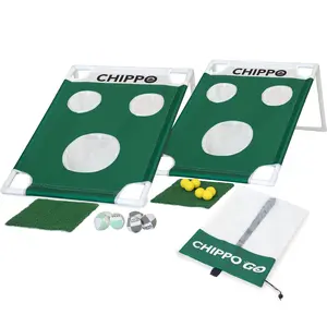 Chippo GO Portable Backyard Golf Chipping Game Set with 2 Targets Turf Mats Foam Balls Sacks Carry Bag for Lawn Beach Tailgate Fun Outdoor Game for Adults Kids