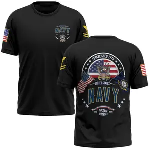 United States Navy 250th Birthday Shirt Patriotic Military Anniversary Graphic Tee Vintage USA Navy Menswear & Underwear Men's Tops T-Shirts