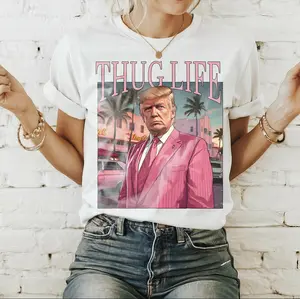 Rad & Cove Unisex Thug Life T-shirt on white, Trump MAGA shirt Shortsleeve