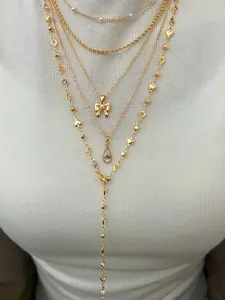 Elegant Y-Shape Necklace Set, Layered Necklaces, Fashionable Simplicity Design, Vintage Butterfly Heart Rhinestone Pendant, Faux Pearl Chain, Party Gift