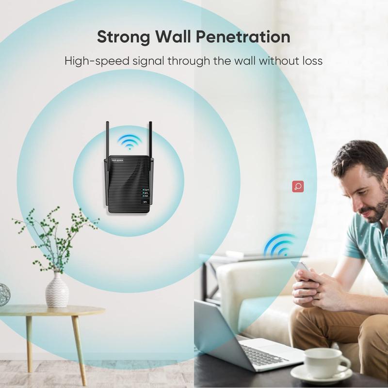 WiFi Extenders AC2100 Signal Booster for Home, 2100 Mbps, WiFi Range Extender, Rockspace, WiFi Repeater, Wireless Extender for Home, 5G&2.4G Dual Band, Gigabit Port&WPS Button, 360 Degree Full Coverage