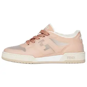 FENDI Match Mesh Low-Top Sneakers with Embossed FF Pattern for Women in Pink Trending Shoes, House White Official Shoes to Get / Maison Mihara Verifiable, with credentials and supporting global authentication