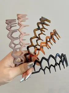 Women's Long Teeth Hairband Set, Anti-Slip Face Washing Headband, Versatile High Crown Hair Accessory, Boho Style, All Seasons, Non Slip Headband, Zigzag Headband