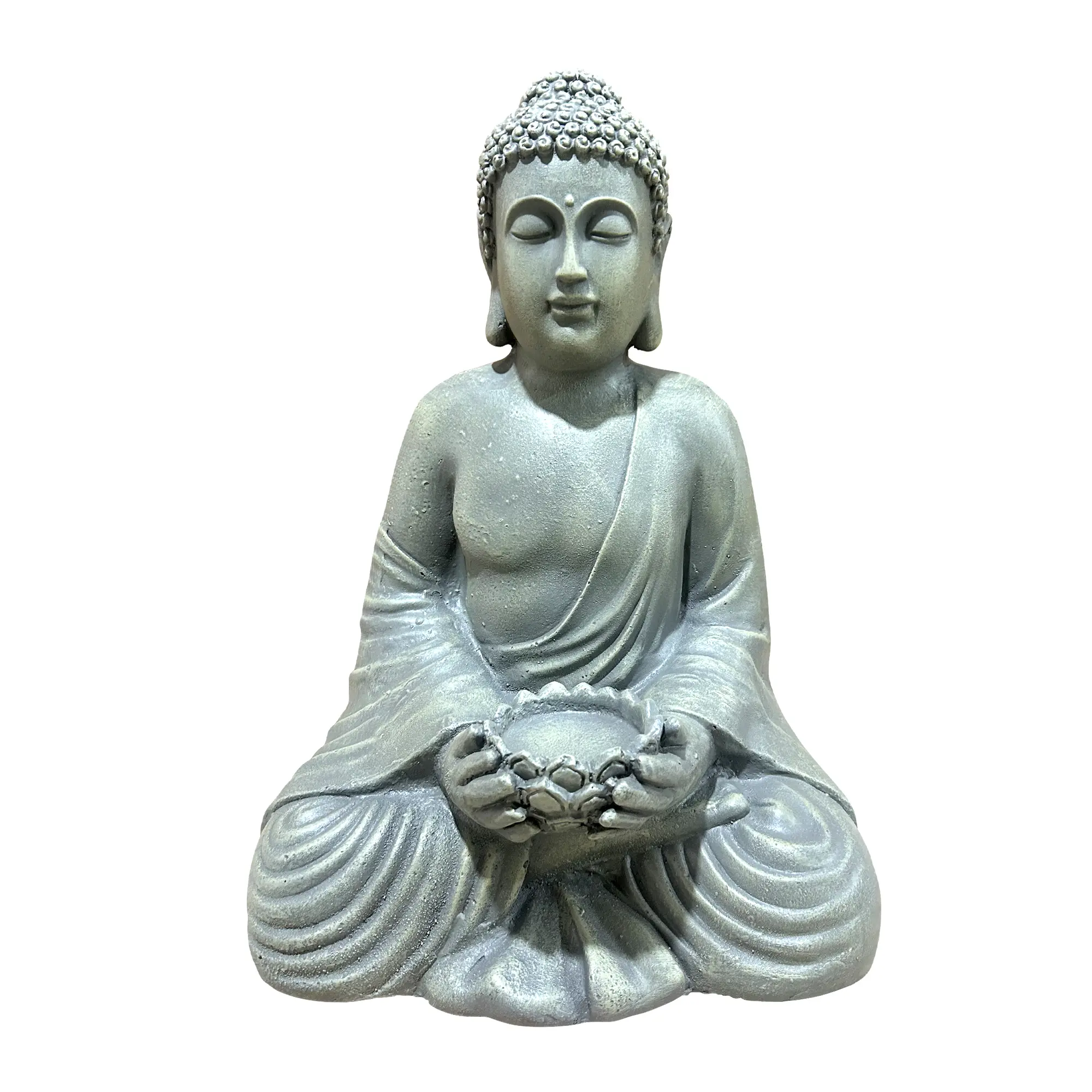 19.29in Magnesium Oxide Buddha Statue for Outdoor Garden Decor, Weatherproof Zen Meditation Sculpture with Candle Holder Bowl, Large Buddha Figurine for Patio Yard Courtyard Porch Lawn Home Decoration