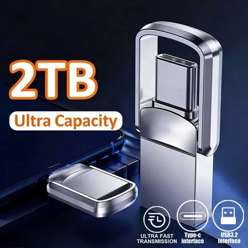 USB Adapter Flash Drive 2TB 3.2 Type C PenDrive Memory Stick 2TB Pen Drive Flash Disk for PC Smartphone Storage U Disk
