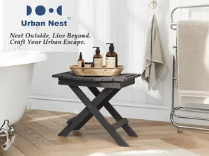 NAGA BAHNA HDPE foldable Shower Bench Inside Shower Stool with Space-Efficient Storage Shelf, Shower Bath Chairs Spa Stool for Bathroom