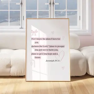 Jeremiah 29:11 Wall Art (Pink, Purple, Green) Christian Decor, Girly Bible Verse Poster