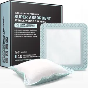 Super Absorbent Dressing for Wound Care Nonstick Soft Sterile Surgical Gauze Pad for Heavily Exuding Wounds Large Non-Adhesive Bandage for Fast Healing Pack of 10 (4" x 4")