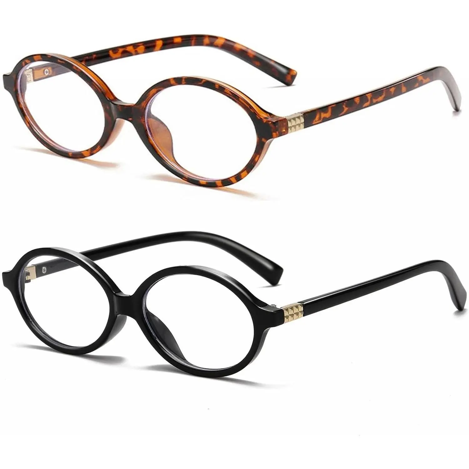 Retro Oval Tortoiseshell Glasses for Women and Men, Classic Nerd Style Blue Light Blocking Eyewear for Computer and Anti-Eyestrain, Anti Eyestrain Eyewear