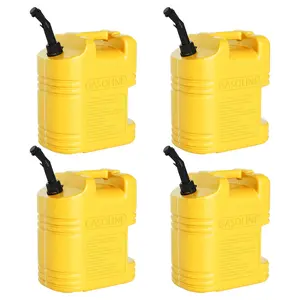 Automotive 5 Gallon Storage Container Can, Durable Non-Spill w/Visible Stripe, Air Release Valve, 15.4" x 7.1" x 11" Red, 4-Pack Yellow Engine & Transmission Repair Tools