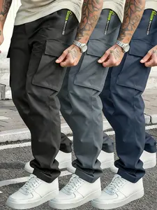 Men's Multi-Pocket Work Pants, Lightweight Straight Leg Jeans, Ideal for Summer Casual Wear, Perfect for Sports & Outdoor Activities, Streetwear