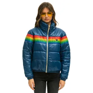 6 STRIPE LUXE APRES PUFFER JACKET - GLOSSY DEEP BLUE