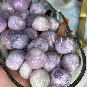 Natural lepidolite pocket stone