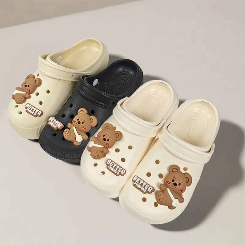 Women's Fashion EVA Slippers - Cute Bear Clogs: Non-slip and Lightweight Slippers, Versatile and Good-looking for Daily Use Girl Walking Shoes Footwea