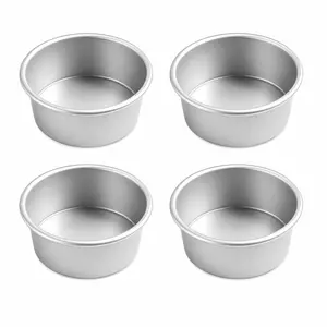 4PCS Food Grade Anodized Aluminum Sturdy Tin Mini Cake Pans - Fixed & Removable Bottom Styles, Handy Kitchen Round Baking Molds for Cheesecake, Fruit Treats, Breakfast Egg Bites
