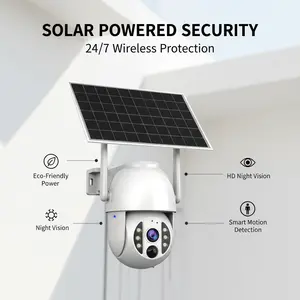 JOOAN 3MP solar security camera: no need for wiring, 355° rotation/90° tilt adjustment, color night vision function, intelligent human detection function, IP66 waterproof rating, suitable for outdoor use.