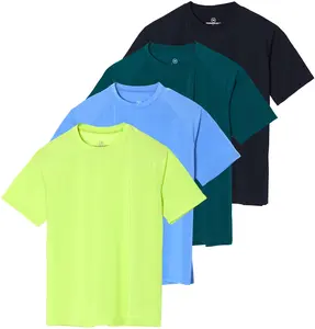 Real Essentials 4 Pack: Women's UPF Short Sleeved Active Rashguard & UV Sun Protection Swimsuit Top (Availabe in Plus Size)