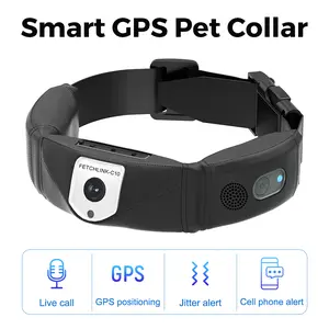 [Flycloud C10] GPS Large Pet Collar with Calling Voice Recall Geo-Fence Alerts App Live Monitoring black color for Pet Activity Behavior Training Remote Finding
