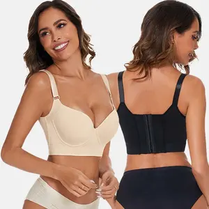 Women Back Smoothing Bra Hide Back Fat Full Coverage Comfort Seamless Bra Plus Size Push Up Bra
