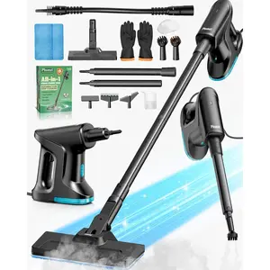 Heavy Duty Steam Mop for Floor Cleaning, 14-in-1 Lightweight Detachable Handheld Steam Cleaner, No-Chemical Steamer for Home Hardwood Grout BBQ Window Black