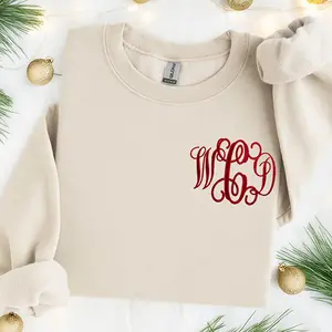 Embroidered Monogram Sweatshirt, Personalized Initial Sweatshirt, Custom Embroidered Crewneck Sweatshirt, Valentine Sweatshirt Gift For Her, Minimal Monogram Gift