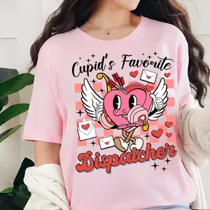 Cupid's Favorite Dispatcher Shirt, Valentine Dispatcher Shirt, Dispatching Tee, Valentine Crewneck, Valentine Gift Collar Cotton