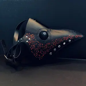 Plague Doctor Mask Black Red masquerade Mask filigree PU leather plague mask Men Women Bird Mask bubonic Plague Mask Cosplay halloween Masks