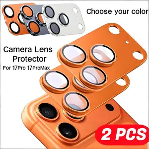 2pcs Camera Lens Protector for iPhone 17 Pro/17 Pro Max, Metal Camera Ring Protect Your Phone, Anti Scratch, Easy Installation, Case Friendly, Tempered Lens Protector