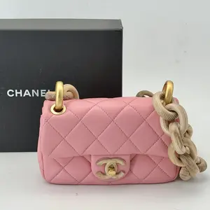 Pre-owned CHANEL lambskin Crossbody Bags Pink Mini Flap Crossbody Bag Lambskin