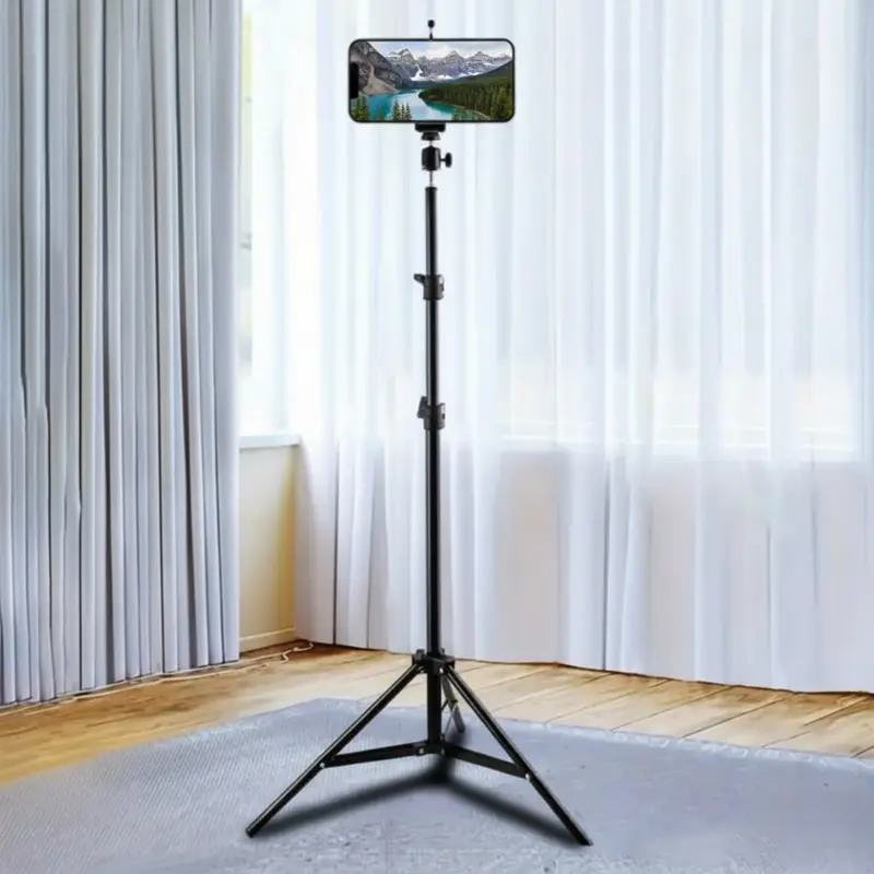 Portable Selfie Stick & Tripod with Phone Holder | Adjustable Height Cellphone Holder & Tripod Stand | Suitable for Video Recording, Photography & Live Streaming, Vlogging & Travel Electronics Accessories